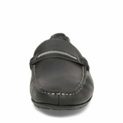 Best Sale 🧨 SteveMadden GRAB BLACK LEATHER 🌟 -Steve Madden Shoes For Men Sales STEVEMADDEN CASUAL GRAB BLACK LEATHER FRONT