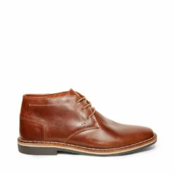 Discount 🔥 SteveMadden HARKEN TAN LEATHER 🛒 -Steve Madden Shoes For Men Sales STEVEMADDEN CASUAL HARKEN COGNAC LEATHER SIDE 3