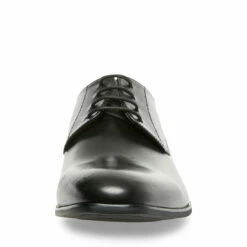 New ⌛ SteveMadden PREY BLACK LEATHER 🔔 -Steve Madden Shoes For Men Sales STEVEMADDEN DRESS PREY BLACK LEATHER FRONT