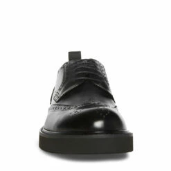 Deals 👏 SteveMadden ADRICK BLACK LEATHER 🔔 -Steve Madden Shoes For Men Sales STEVEMADDEN SHOES ADRICK BLACK LEATHER FRONT