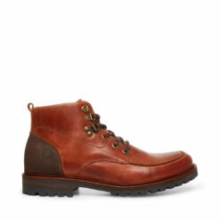Budget 🌟 SteveMadden TREKKER COGNAC LEATHER 😍 -Steve Madden Shoes For Men Sales STEVEMADDEN SHOES TREKKER COGNAC LEATHER SIDE 1